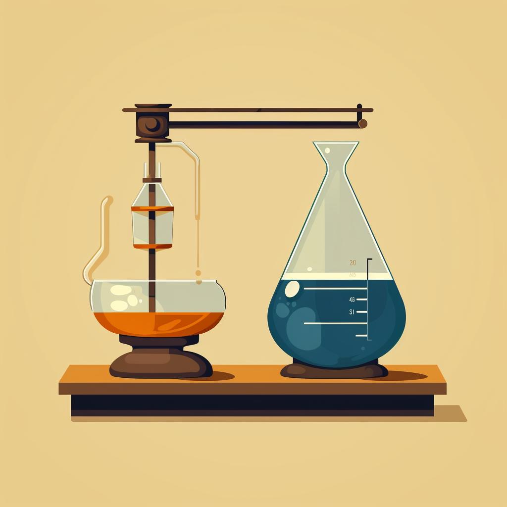 A scale measuring coffee and water